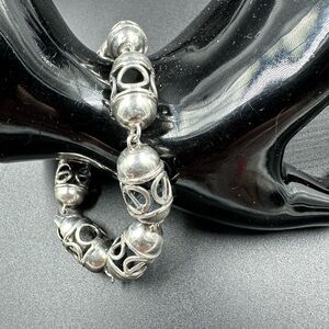 Vintage Taxco JSF Sterling Silver Heavy Birdcage Beaded Bracelet
